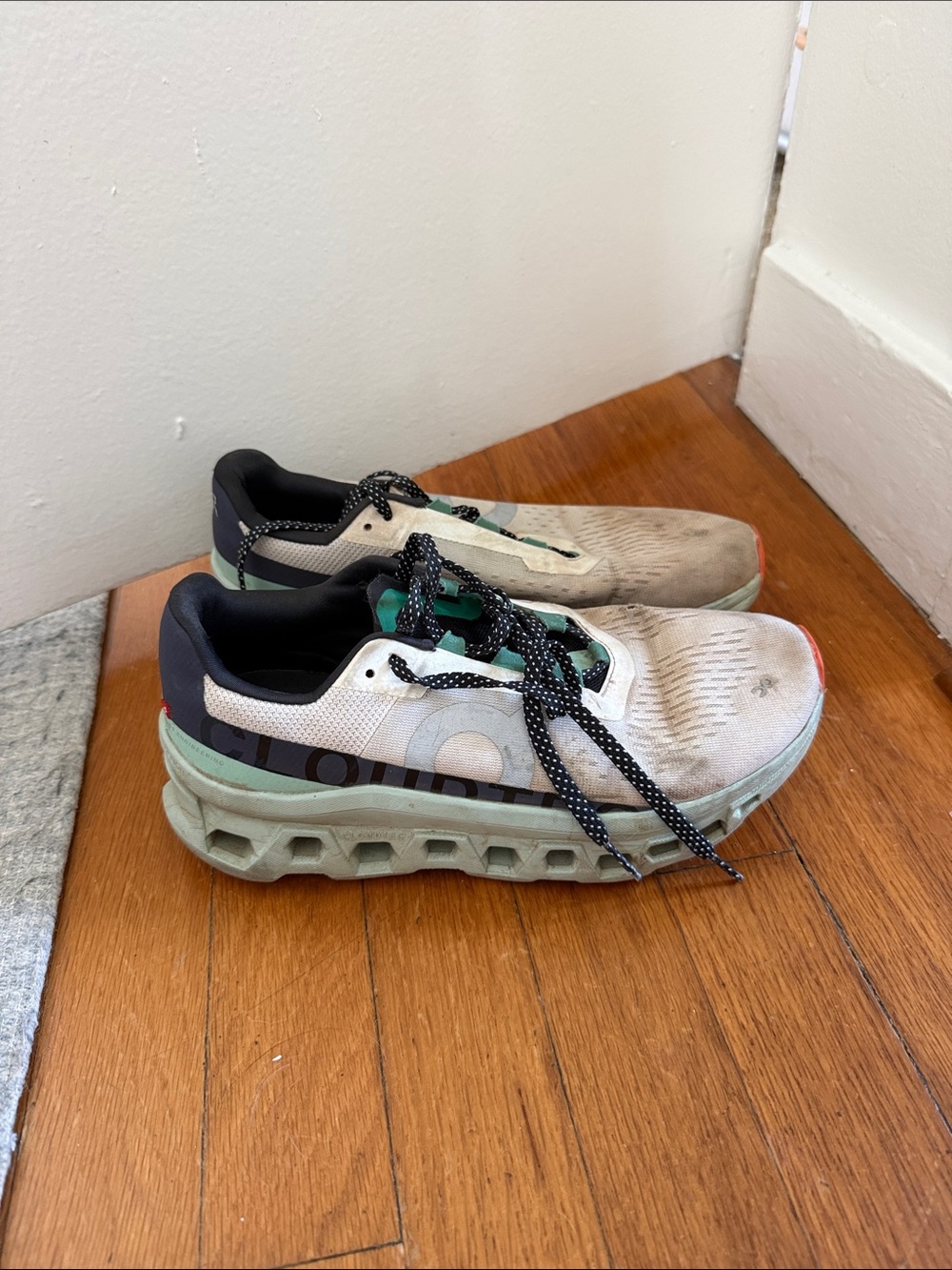 On Running Sneakers in Mint Green, Beige and Black